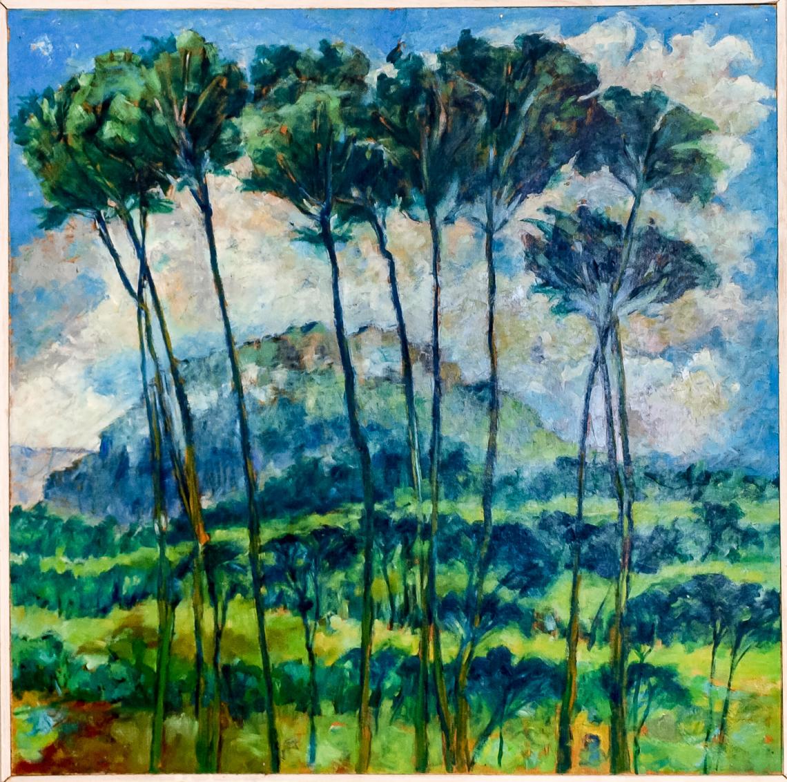 Ollioules avec le peintre Annie Pollet, huile sur isorel, 80*80 cm, Donation Pollet à la ville de La Seyne-sur-Mer.
